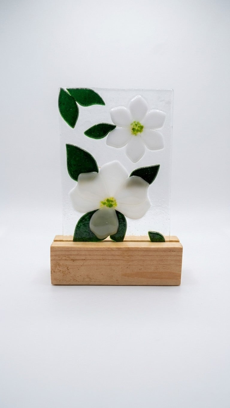Fused Glass Pacific Dogwood- Mini Panel