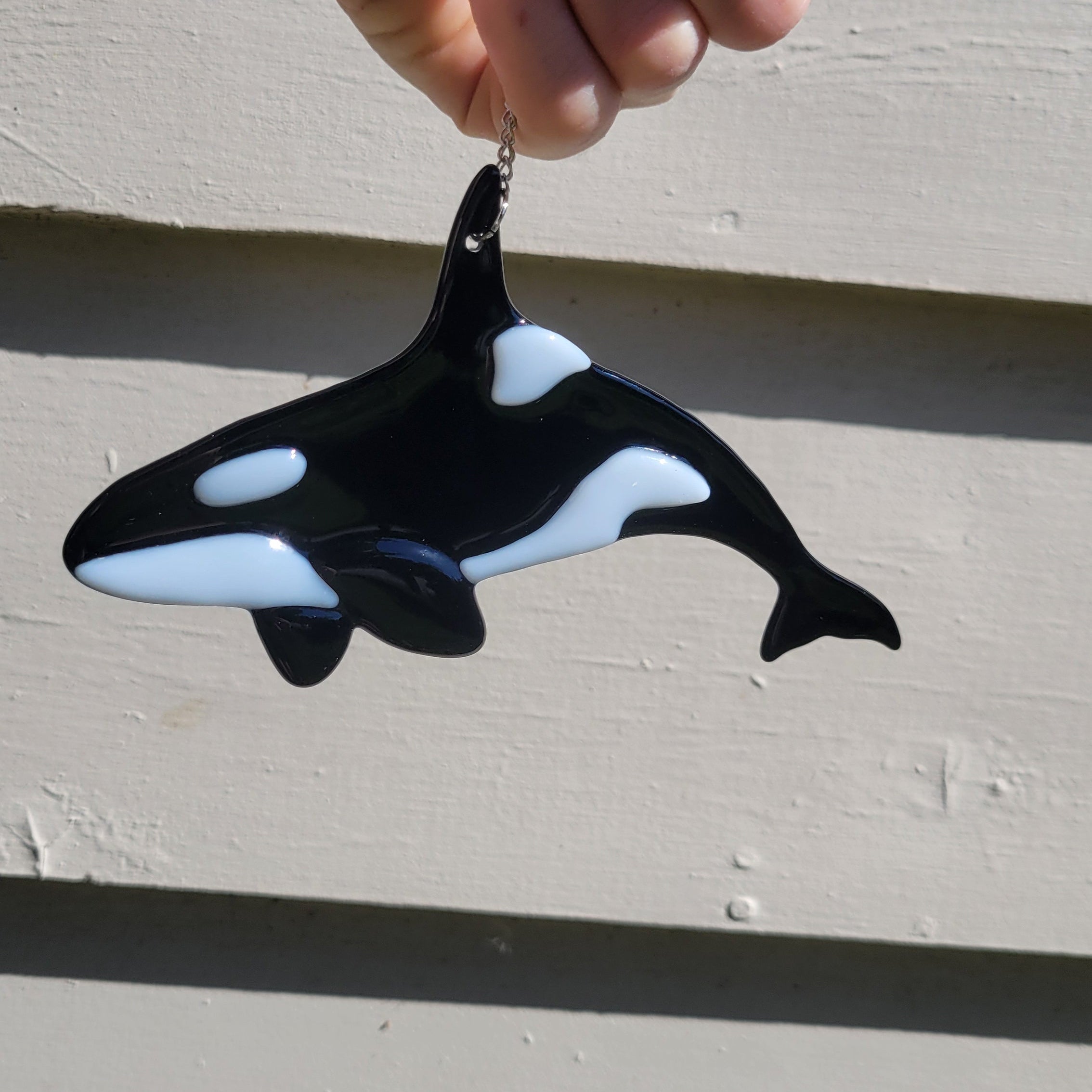 Handcrafted Fused Glass Orca Suncatcher – Pacific Northwest Icon