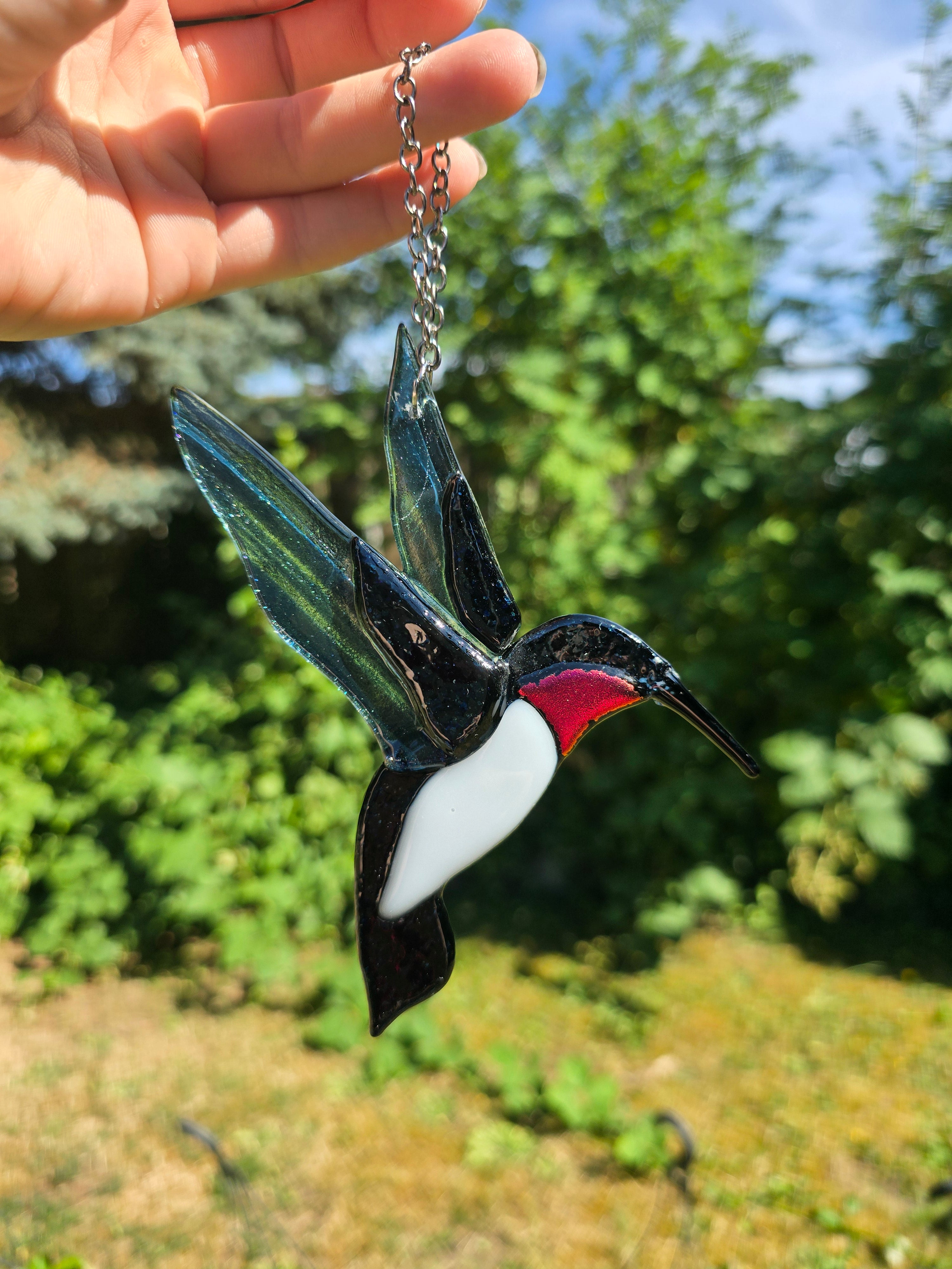 Handmade Fused Glass Hummingbird