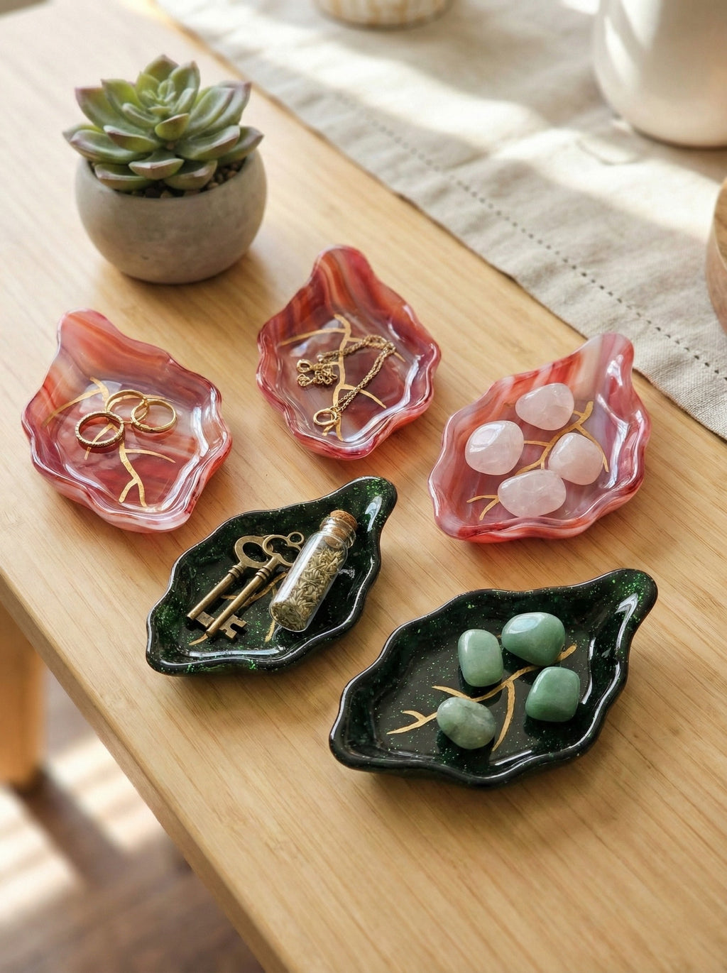 Gilded Forest: Fused Glass Leaf Trays