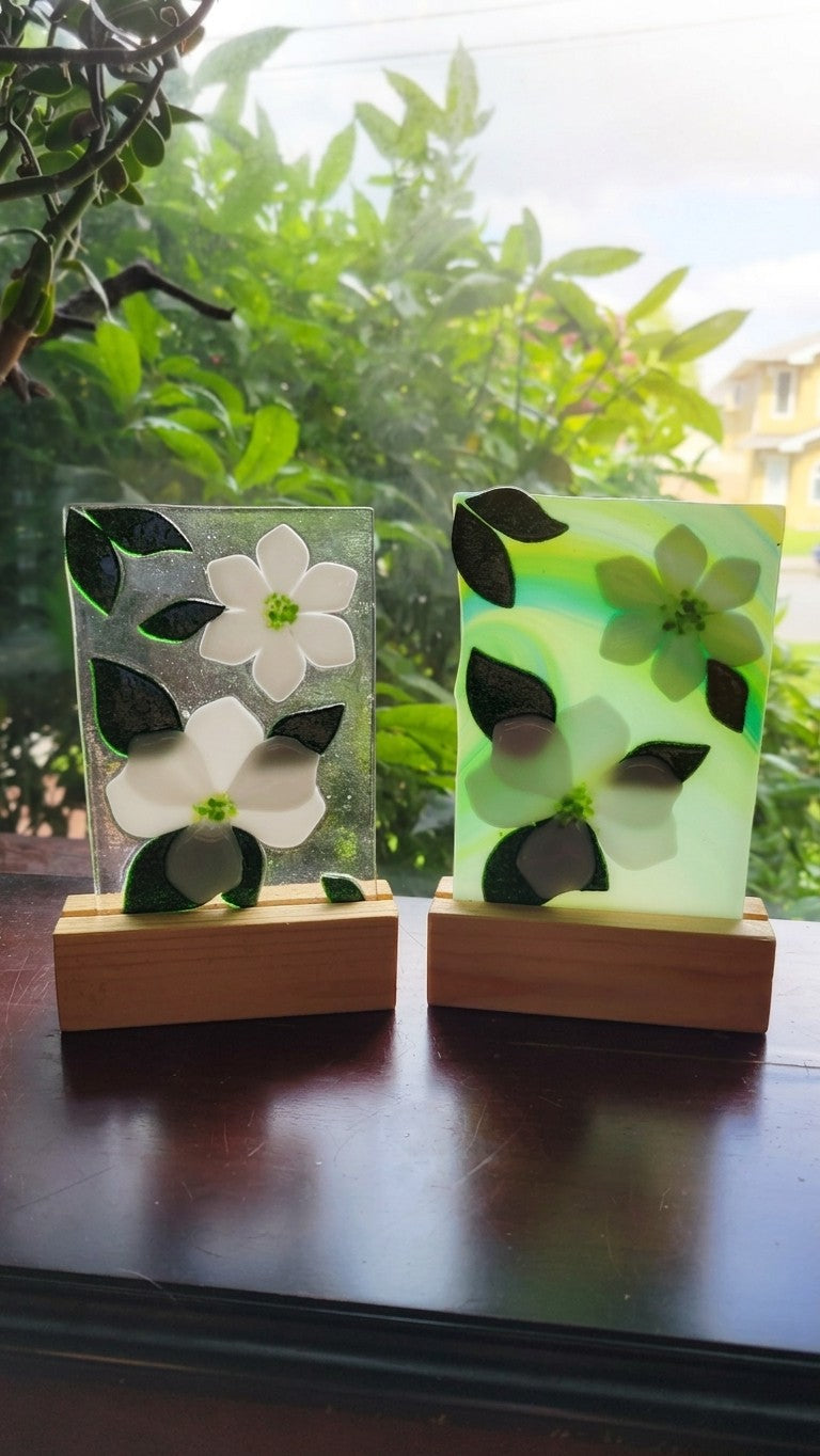 Fused Glass Pacific Dogwood- Mini Panel