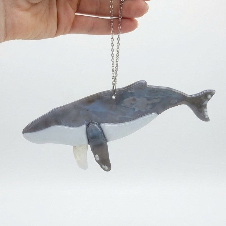 Fused Glass Humpback Whale Suncatcher – Pacific Northwest Inspired