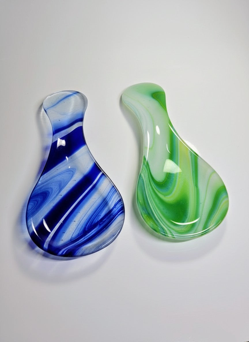 Handcrafted Fused Glass Spoon Rests – 10" Artisan Kitchenware