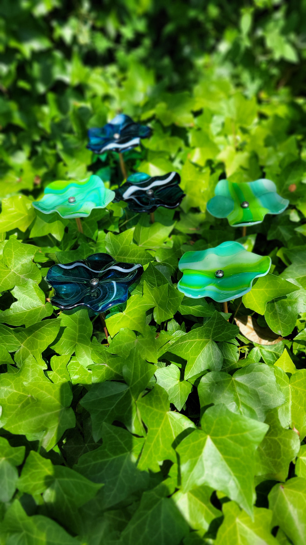 Fused Glass Flower Bee Watering Station | Copper Garden Stake