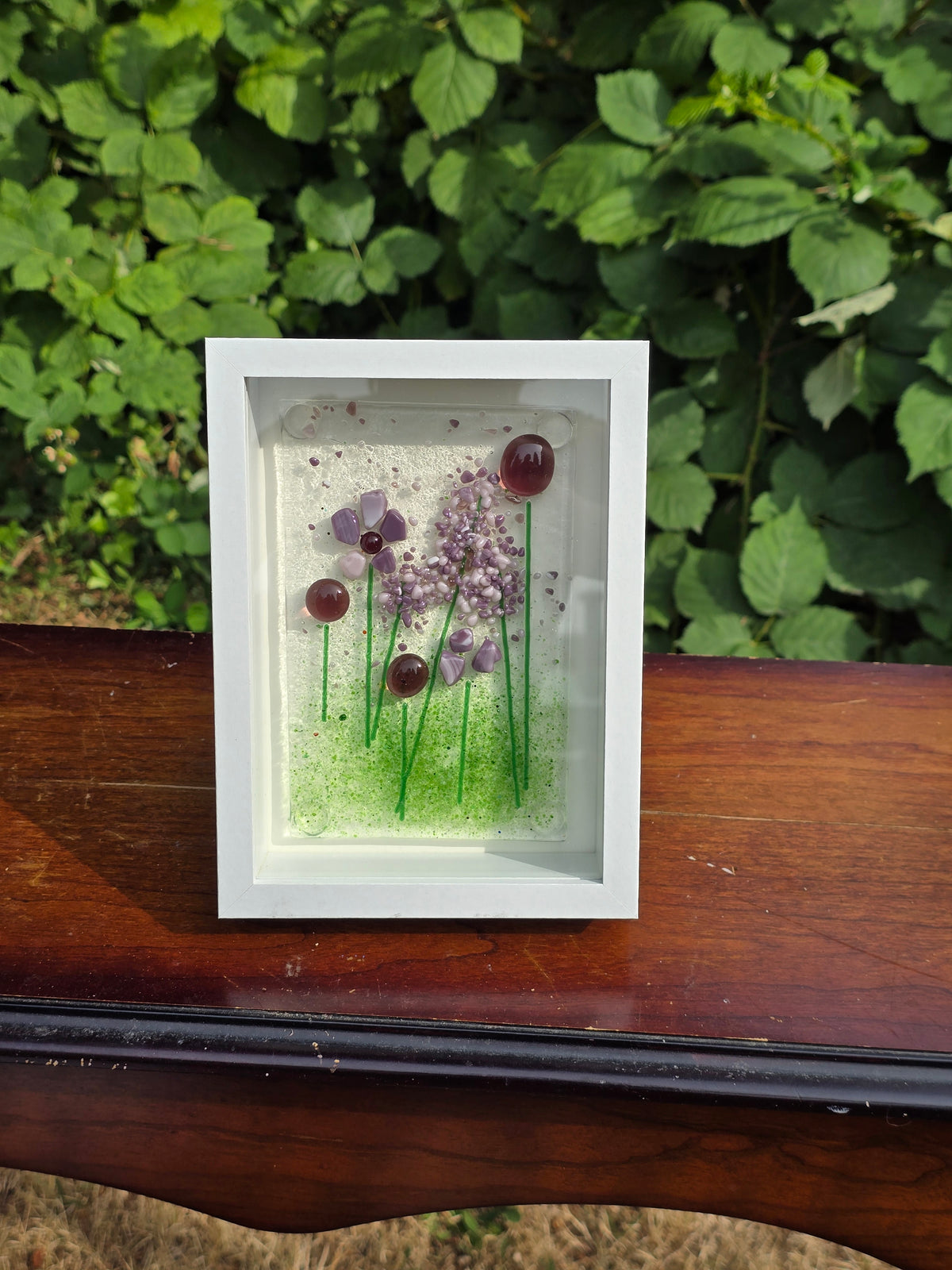 Handmade Fused Glass Woodland Mini Panels | 5x7 Shadowbox Frame