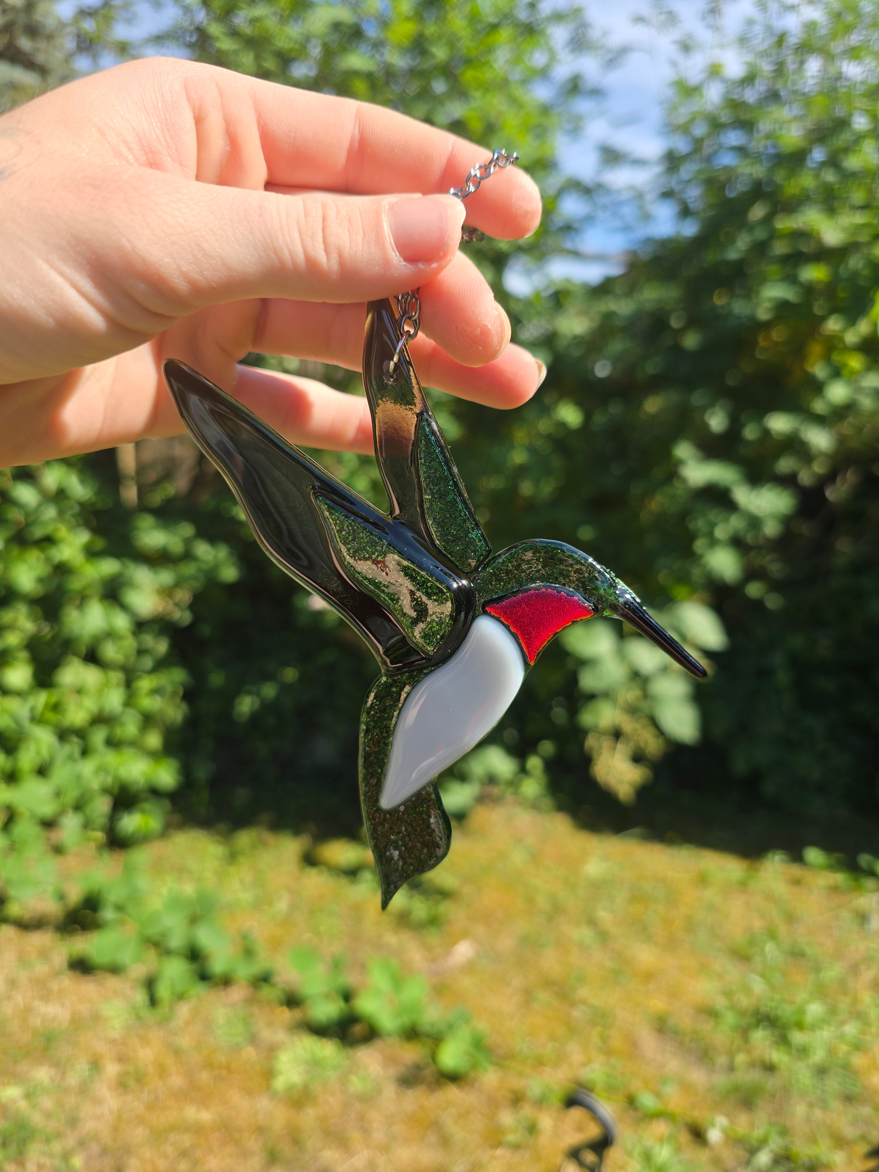 Handmade Fused Glass Hummingbird