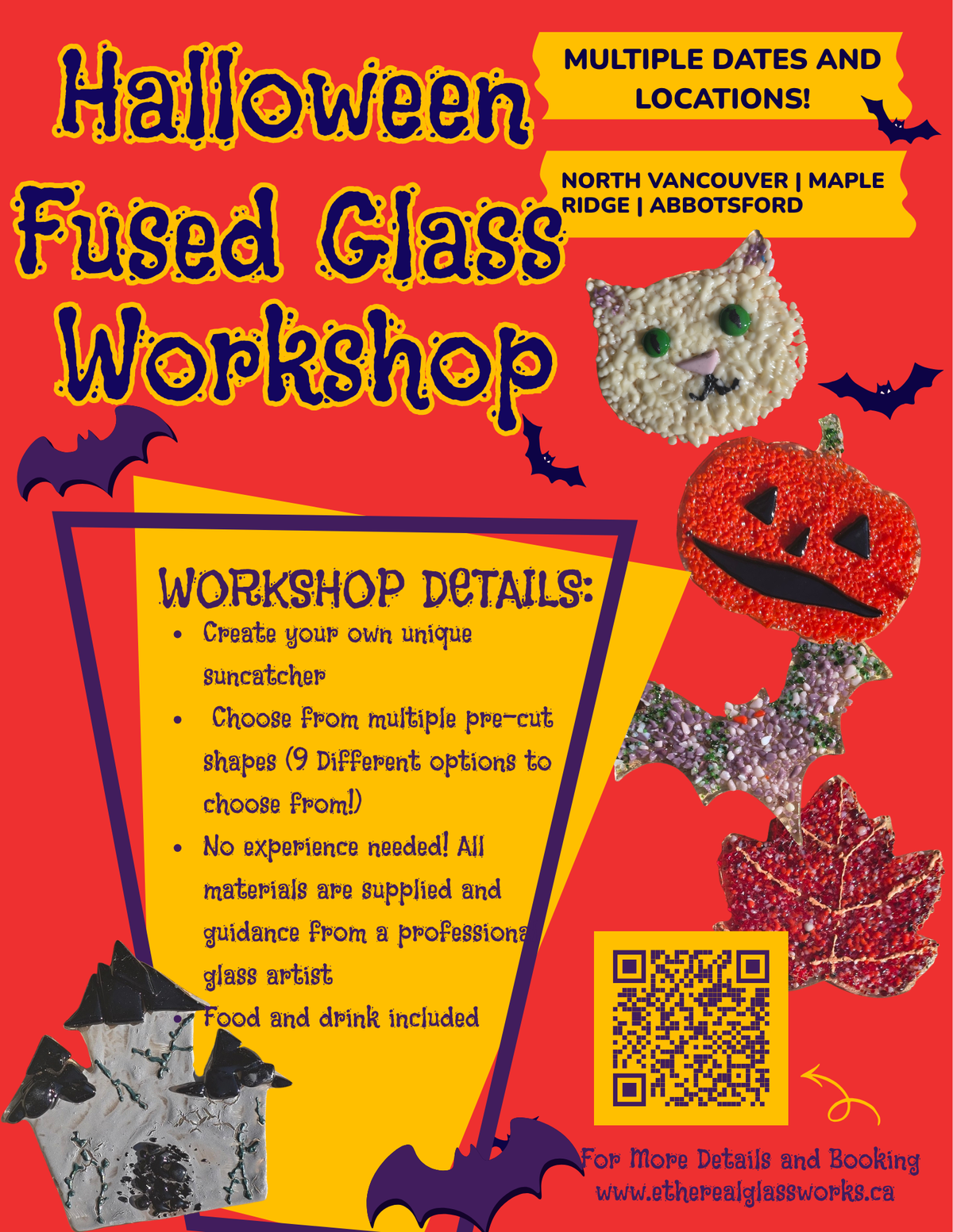 HALLOWEEN "Glass and Grounds" Fused Glass Workshop- North Vancouver