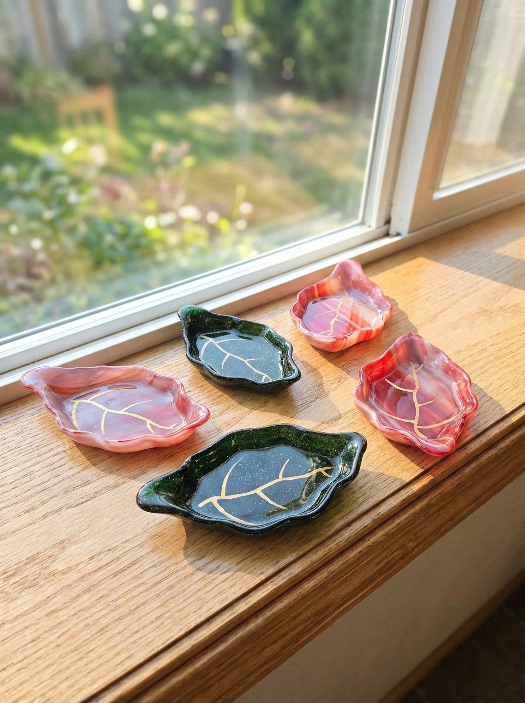 Gilded Forest: Fused Glass Leaf Trays