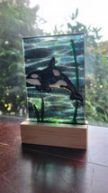 Fused Glass Orca- Mini Panel