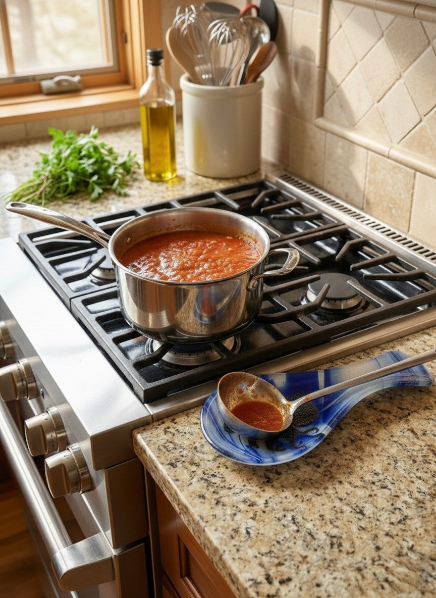 Handcrafted Fused Glass Spoon Rests – 10" Artisan Kitchenware