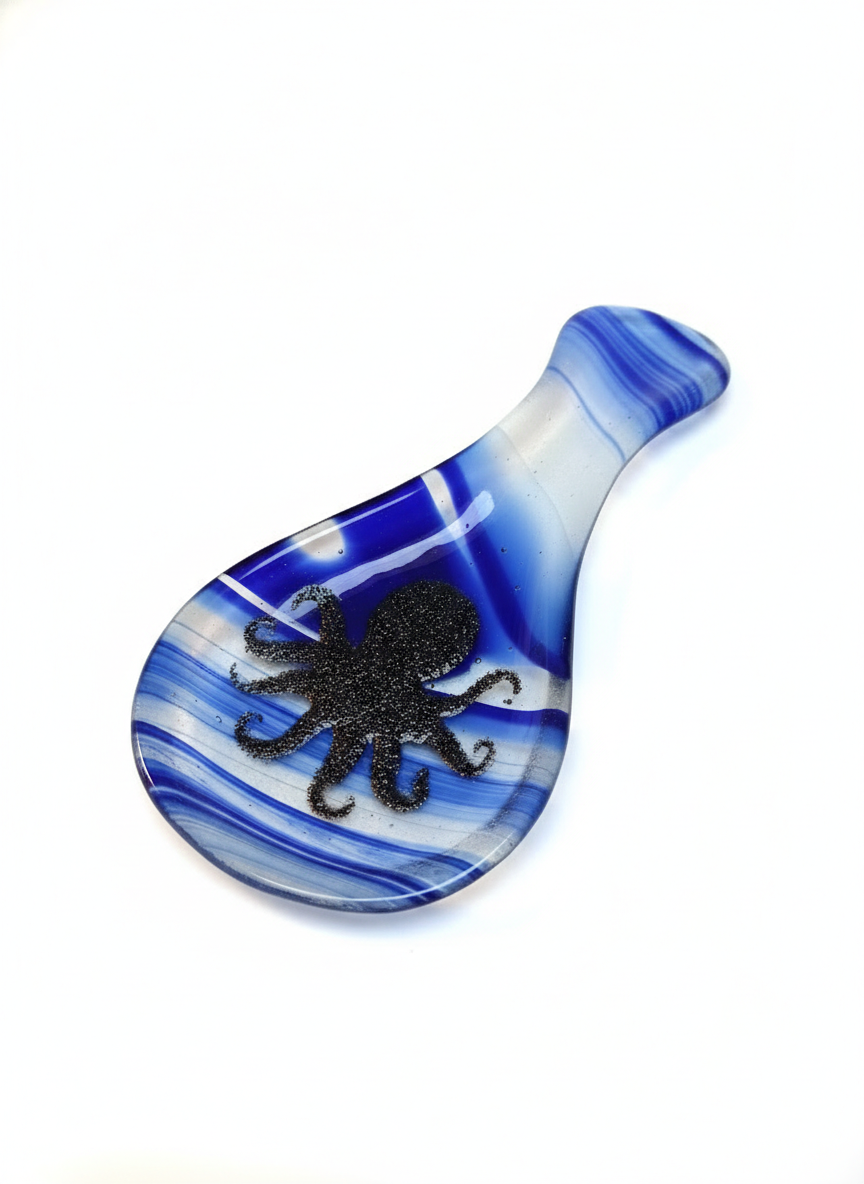 Handcrafted Fused Glass Spoon Rests – 10" Artisan Kitchenware