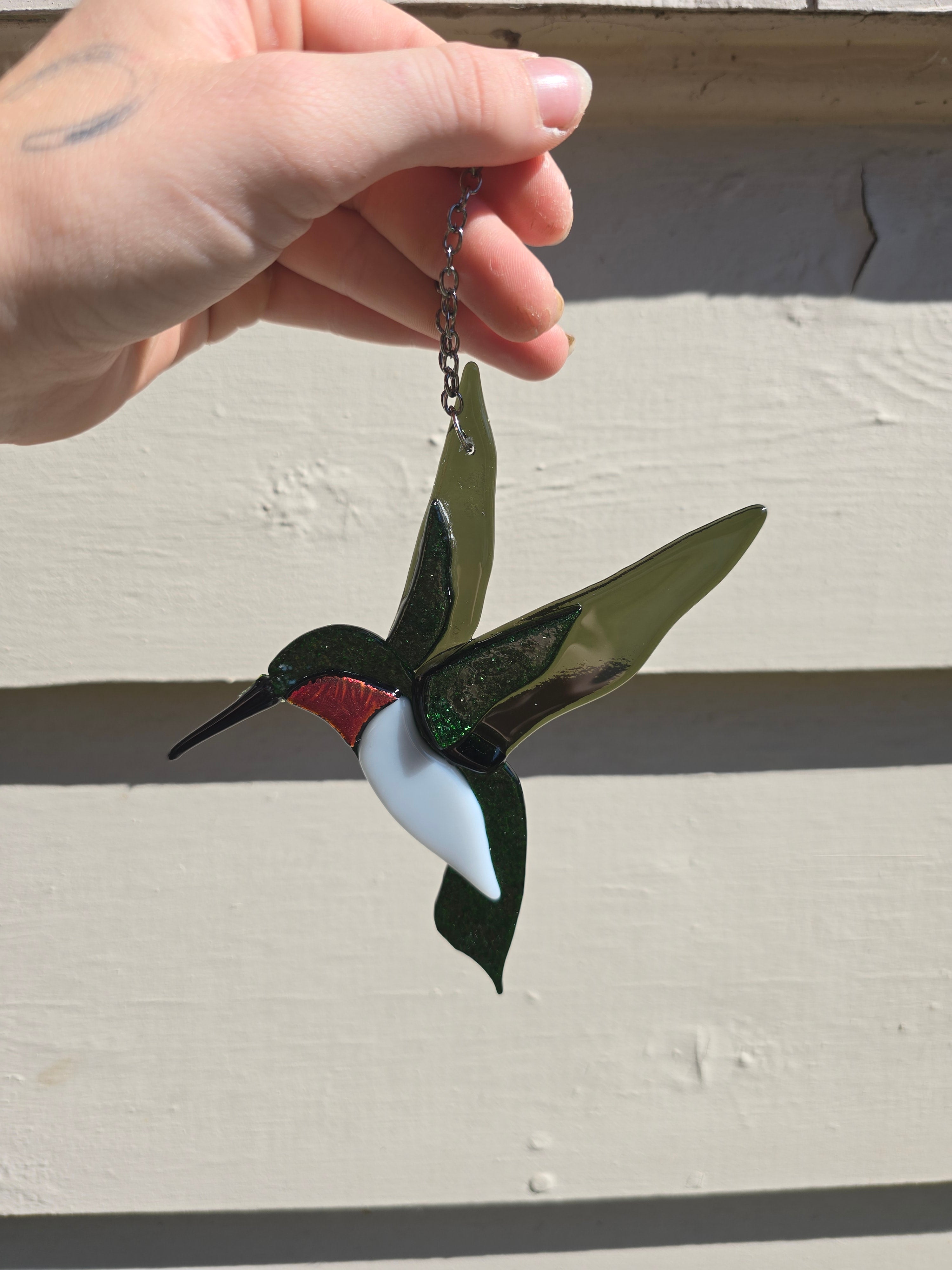 Handmade Fused Glass Hummingbird