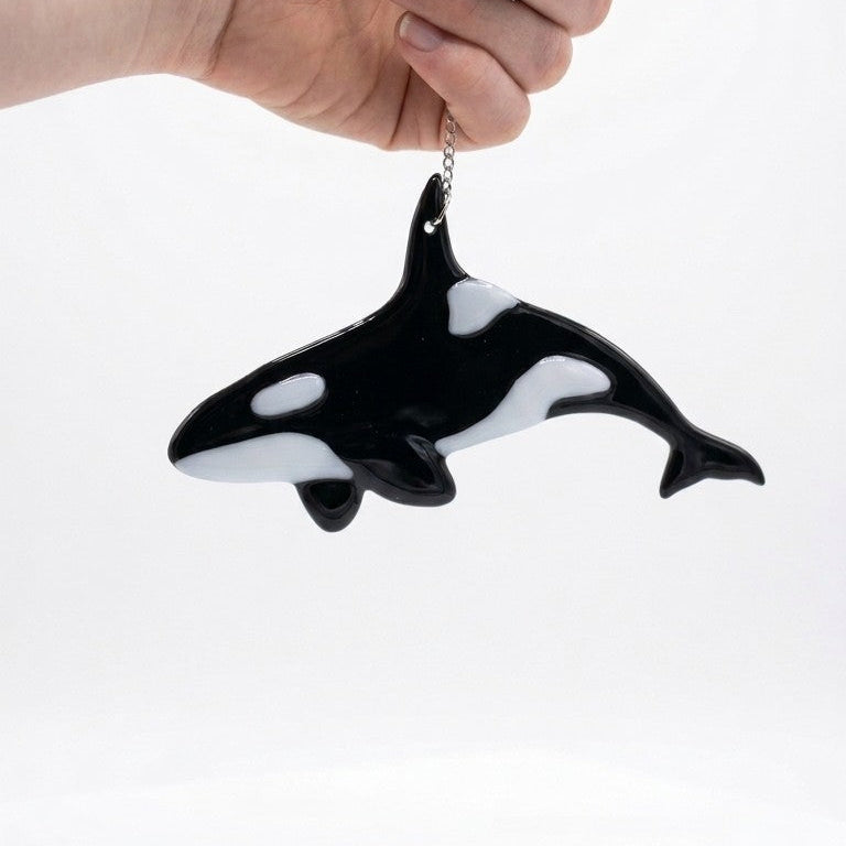 Handcrafted Fused Glass Orca Suncatcher – Pacific Northwest Icon