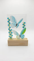 Fused Glass Butterfly Mini Panel with Wooden Stand