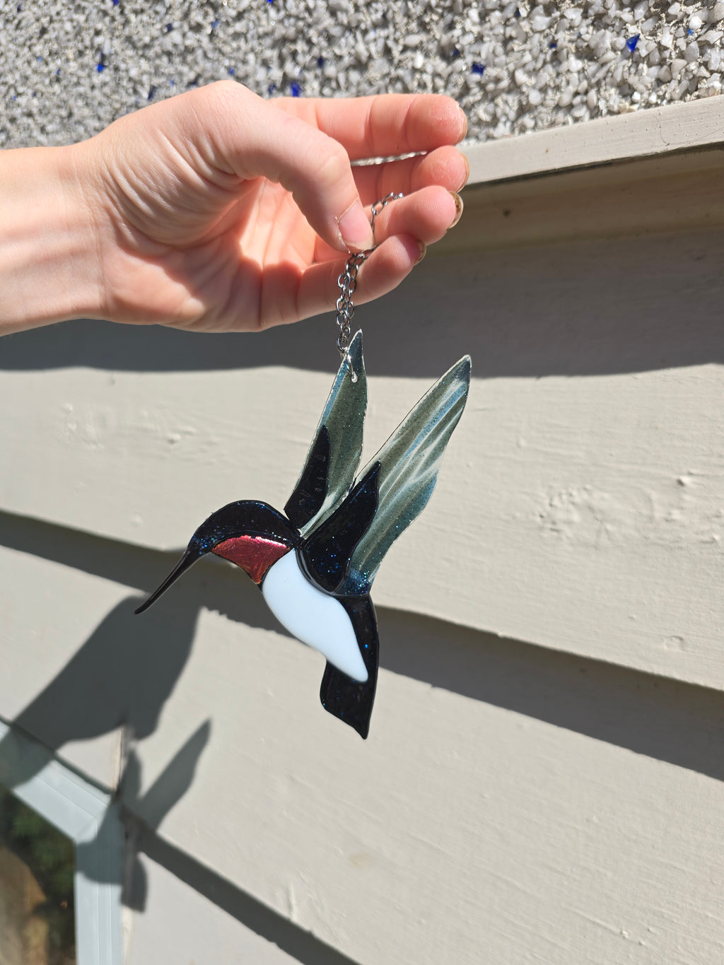 Handmade Fused Glass Hummingbird