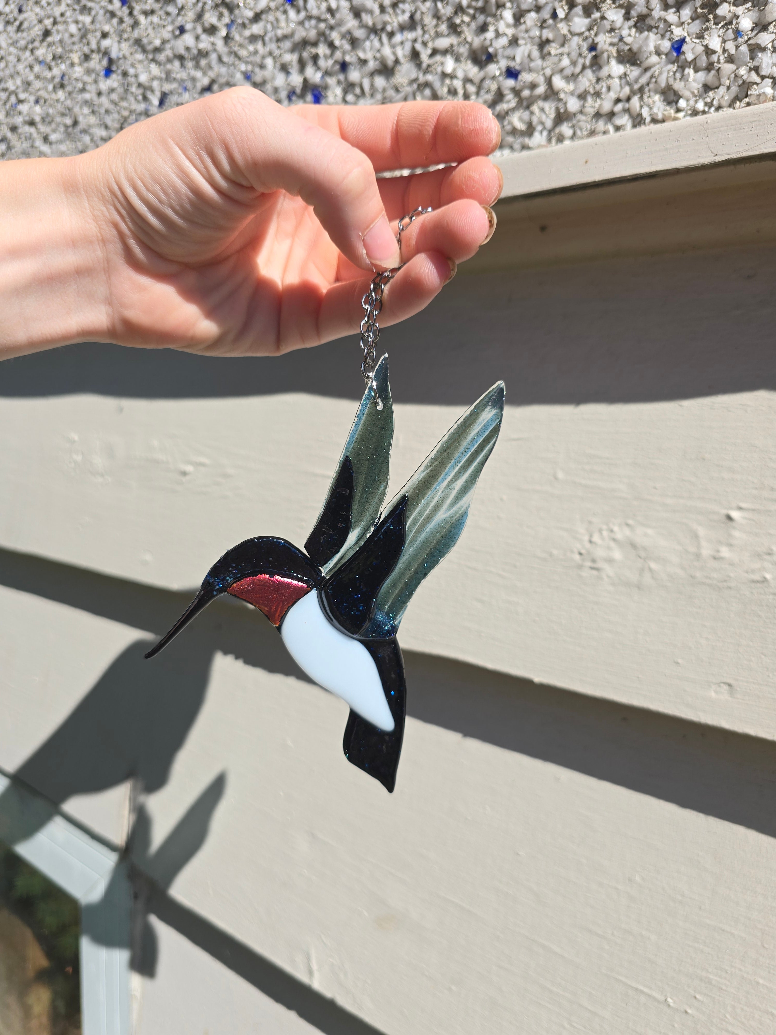 Handmade Fused Glass Hummingbird